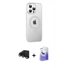 MARSİLYAN™- iPhone 15 Pro Kılıf Yörünge Koleksiyonu - Siyah Bilvis 5in1 5D Magic Hayalet Cam Ekran Koruyucu + Raze Metal Kamera Lens - SH