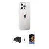 MARSİLYAN™- iPhone 15 Pro Kılıf Yörünge Koleksiyonu - Siyah Buffer Hayalet Cam Ekran Koruyucu + Raze Metal Kamera Lens - TMGI