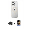 MARSİLYAN™- iPhone 15 Pro Kılıf Yörünge Koleksiyonu - Siyah Buffer Hayalet Cam Ekran Koruyucu + Raze Metal Kamera Lens - TMGI