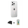 MARSİLYAN™- iPhone 15 Pro Kılıf Yörünge Koleksiyonu - Siyah Polymer Nano Ekran Koruyucu + Raze Metal Kamera Lens - TMGI