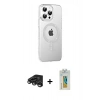 MARSİLYAN™- iPhone 15 Pro Kılıf Yörünge Koleksiyonu - Siyah Polymer Nano Ekran Koruyucu + Raze Metal Kamera Lens - TMGI