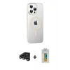 MARSİLYAN™- iPhone 15 Pro Kılıf Yörünge Koleksiyonu - Siyah Polymer Nano Ekran Koruyucu + Raze Metal Kamera Lens - TMGI