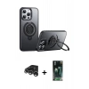 MARSİLYAN™- iPhone 15 Pro Kılıf Zirve Çizgi Prime - Siyah 360 Mat Full Body Arka Koruyucu + Raze Metal Kamera Lens - GS