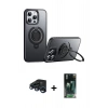 MARSİLYAN™- iPhone 15 Pro Kılıf Zirve Çizgi Prime - Siyah 360 Mat Full Body Arka Koruyucu + Raze Metal Kamera Lens - LT