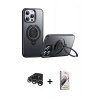 MARSİLYAN™- iPhone 15 Pro Kılıf Zirve Çizgi Prime - Siyah Bilvis 3D Mat Cam Ekran Koruyucu + Raze Metal Kamera Lens - GS
