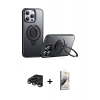 MARSİLYAN™- iPhone 15 Pro Kılıf Zirve Çizgi Prime - Siyah Bilvis 3D Mat Cam Ekran Koruyucu + Raze Metal Kamera Lens - TMGI