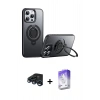 MARSİLYAN™- iPhone 15 Pro Kılıf Zirve Çizgi Prime - Siyah Bilvis 5in1 3D Magic Cam Ekran Koruyucu + Raze Metal Kamera Lens - LT