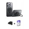 MARSİLYAN™- iPhone 15 Pro Kılıf Zirve Çizgi Prime - Siyah Bilvis 5in1 3D Magic Cam Ekran Koruyucu + Raze Metal Kamera Lens - SH