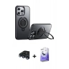 MARSİLYAN™- iPhone 15 Pro Kılıf Zirve Çizgi Prime - Siyah Bilvis 5in1 5D Magic Hayalet Cam Ekran Koruyucu + Raze Metal Kamera Lens - LT