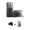 MARSİLYAN™- iPhone 15 Pro Kılıf Zirve Çizgi Prime - Siyah Bilvis Hayalet Cam Ekran Koruyucu + Raze Metal Kamera Lens - SH