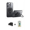 MARSİLYAN™- iPhone 15 Pro Kılıf Zirve Çizgi Prime - Siyah Polymer Nano Ekran Koruyucu + Raze Metal Kamera Lens - TMGI