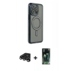 MARSİLYAN™- iPhone 15 Pro Kılıf Zirve Doku Prime - Şeffaf 360 Full Body Arka Koruyucu + Raze Metal Kamera Lens - TMGI