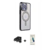 MARSİLYAN™- iPhone 15 Pro Kılıf Zirve Doku Prime - Şeffaf Pasifik Cam Ekran Koruyucu + Raze Metal Kamera Lens - GS