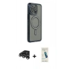 MARSİLYAN™- iPhone 15 Pro Kılıf Zirve Doku Prime - Şeffaf Pasifik Cam Ekran Koruyucu + Raze Metal Kamera Lens - GS