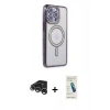 MARSİLYAN™- iPhone 15 Pro Kılıf Zirve Doku Prime - Şeffaf Pasifik Cam Ekran Koruyucu + Raze Metal Kamera Lens - GS
