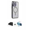MARSİLYAN™- iPhone 15 Pro Kılıf Zirve Doku Prime - Siyah 3D Antistatik Cam Ekran Koruyucu + Raze Metal Kamera Lens - SH