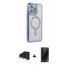 MARSİLYAN™- iPhone 15 Pro Kılıf Zirve Doku Prime - Siyah 3D Antistatik Hayalet Cam Ekran Koruyucu + Raze Metal Kamera Lens - TMGI