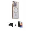 MARSİLYAN™- iPhone 15 Pro Kılıf Zirve Doku Prime - Siyah 3D Antistatik Mat Seramik Nano Ekran Koruyucu + Raze Metal Kamera Lens - SH