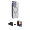MARSİLYAN™- iPhone 15 Pro Kılıf Zirve Doku Prime - Siyah 3D Antistatik Mat Seramik Nano Ekran Koruyucu + Raze Metal Kamera Lens - SH