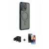 MARSİLYAN™- iPhone 15 Pro Kılıf Zirve Doku Prime - Siyah 3D Antistatik Mat Seramik Nano Ekran Koruyucu + Raze Metal Kamera Lens - SH