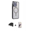 MARSİLYAN™- iPhone 15 Pro Kılıf Zirve Doku Prime - Siyah Bilvis 3D Mat Cam Ekran Koruyucu + Raze Metal Kamera Lens - GS