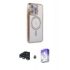 MARSİLYAN™- iPhone 15 Pro Kılıf Zirve Doku Prime - Siyah Bilvis 5in1 3D Magic Cam Ekran Koruyucu + Raze Metal Kamera Lens - LT