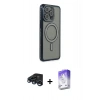 MARSİLYAN™- iPhone 15 Pro Kılıf Zirve Doku Prime - Siyah Bilvis 5in1 3D Magic Cam Ekran Koruyucu + Raze Metal Kamera Lens - LT