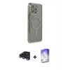 MARSİLYAN™- iPhone 15 Pro Kılıf Zirve Doku Prime - Siyah Bilvis 5in1 3D Magic Cam Ekran Koruyucu + Raze Metal Kamera Lens - LT
