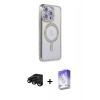 MARSİLYAN™- iPhone 15 Pro Kılıf Zirve Doku Prime - Siyah Bilvis 5in1 3D Magic Cam Ekran Koruyucu + Raze Metal Kamera Lens - SH