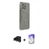 MARSİLYAN™- iPhone 15 Pro Kılıf Zirve Doku Prime - Siyah Bilvis 5in1 3D Magic Cam Ekran Koruyucu + Raze Metal Kamera Lens - SH