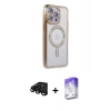 MARSİLYAN™- iPhone 15 Pro Kılıf Zirve Doku Prime - Siyah Bilvis 5in1 3D Magic Cam Ekran Koruyucu + Raze Metal Kamera Lens - SH