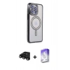 MARSİLYAN™- iPhone 15 Pro Kılıf Zirve Doku Prime - Siyah Bilvis 5in1 3D Magic Cam Ekran Koruyucu + Raze Metal Kamera Lens - SH