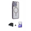 MARSİLYAN™- iPhone 15 Pro Kılıf Zirve Doku Prime - Siyah Bilvis 5in1 5D Magic Hayalet Cam Ekran Koruyucu + Raze Metal Kamera Lens - LT