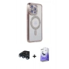 MARSİLYAN™- iPhone 15 Pro Kılıf Zirve Doku Prime - Siyah Bilvis 5in1 5D Magic Hayalet Cam Ekran Koruyucu + Raze Metal Kamera Lens - LT