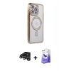 MARSİLYAN™- iPhone 15 Pro Kılıf Zirve Doku Prime - Siyah Bilvis 5in1 5D Magic Hayalet Cam Ekran Koruyucu + Raze Metal Kamera Lens - GS