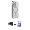 MARSİLYAN™- iPhone 15 Pro Kılıf Zirve Doku Prime - Siyah Bilvis 5in1 5D Magic Hayalet Cam Ekran Koruyucu + Raze Metal Kamera Lens - GS