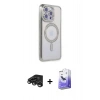 MARSİLYAN™- iPhone 15 Pro Kılıf Zirve Doku Prime - Siyah Bilvis 5in1 5D Magic Hayalet Cam Ekran Koruyucu + Raze Metal Kamera Lens - TMGI
