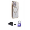 MARSİLYAN™- iPhone 15 Pro Kılıf Zirve Doku Prime - Siyah Bilvis 5in1 5D Magic Hayalet Cam Ekran Koruyucu + Raze Metal Kamera Lens - LT