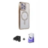 MARSİLYAN™- iPhone 15 Pro Kılıf Zirve Doku Prime - Siyah Bilvis 5in1 5D Magic Hayalet Cam Ekran Koruyucu + Raze Metal Kamera Lens - TMGI