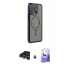 MARSİLYAN™- iPhone 15 Pro Kılıf Zirve Doku Prime - Siyah Bilvis 5in1 5D Magic Hayalet Cam Ekran Koruyucu + Raze Metal Kamera Lens - GS