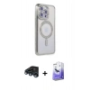 MARSİLYAN™- iPhone 15 Pro Kılıf Zirve Doku Prime - Siyah Bilvis 5in1 5D Magic Hayalet Cam Ekran Koruyucu + Raze Metal Kamera Lens - LT