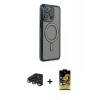 MARSİLYAN™- iPhone 15 Pro Kılıf Zirve Doku Prime - Siyah Buffer Cam Ekran Koruyucu + Raze Metal Kamera Lens - LT