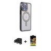 MARSİLYAN™- iPhone 15 Pro Kılıf Zirve Doku Prime - Siyah Buffer Cam Ekran Koruyucu + Raze Metal Kamera Lens - TMGI