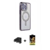 MARSİLYAN™- iPhone 15 Pro Kılıf Zirve Doku Prime - Siyah Buffer Cam Ekran Koruyucu + Raze Metal Kamera Lens - TMGI