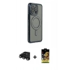 MARSİLYAN™- iPhone 15 Pro Kılıf Zirve Doku Prime - Siyah Buffer Cam Ekran Koruyucu + Raze Metal Kamera Lens - SH