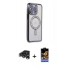 MARSİLYAN™- iPhone 15 Pro Kılıf Zirve Doku Prime - Siyah Buffer Hayalet Cam Ekran Koruyucu + Raze Metal Kamera Lens - GS