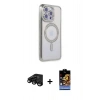MARSİLYAN™- iPhone 15 Pro Kılıf Zirve Doku Prime - Siyah Buffer Hayalet Cam Ekran Koruyucu + Raze Metal Kamera Lens - SH
