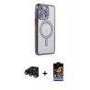 MARSİLYAN™- iPhone 15 Pro Kılıf Zirve Doku Prime - Siyah Buffer Hayalet Cam Ekran Koruyucu + Raze Metal Kamera Lens - SH