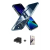 MARSİLYAN™- iPhone 15 Pro Kılıf Zirve Doku - Siyah Bilvis 3D Mat Cam Ekran Koruyucu + Raze Metal Kamera Lens - TMGI