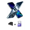 MARSİLYAN™- iPhone 15 Pro Kılıf Zirve Doku - Siyah Bilvis 5in1 5D Magic Hayalet Cam Ekran Koruyucu + Raze Metal Kamera Lens - GS